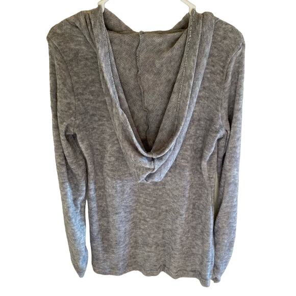 Dressfo NWT Cowl Neck Hooded Gray Tight Knit Lightweight Stretchy Sweater Size M - Picture 2 of 6